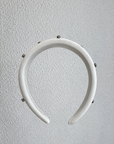 Juliana Marcs crystal studded satin headband in ivory, second view