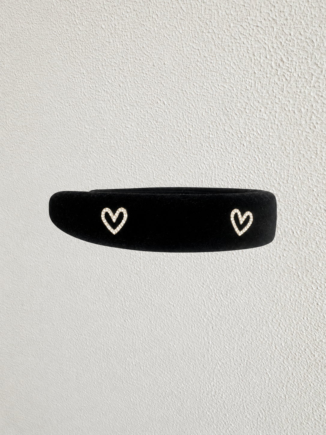 Juliana Marcs velvet crystal heart headband in black