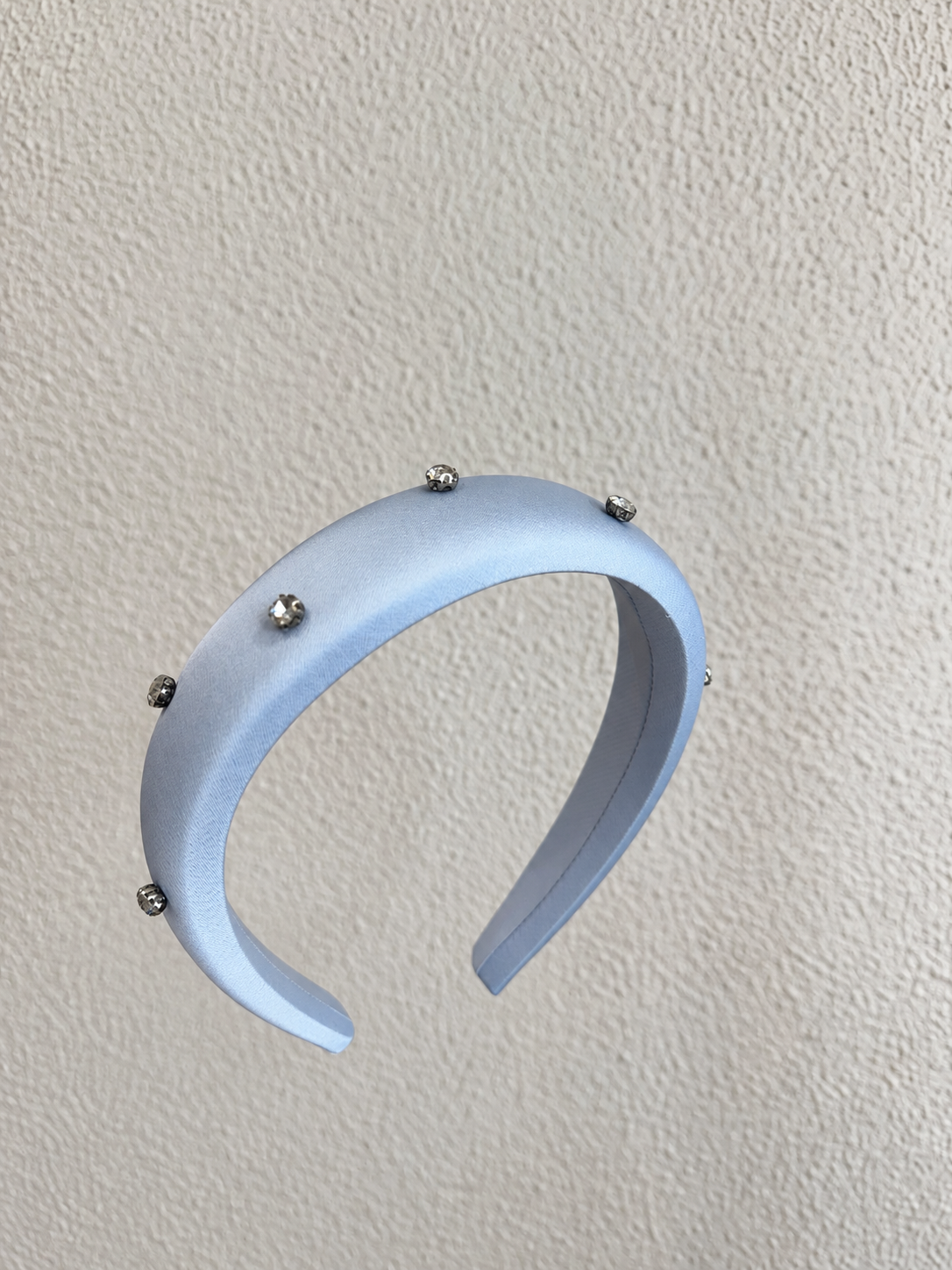 Juliana Marcs crystal satin headband in pale blue, second view