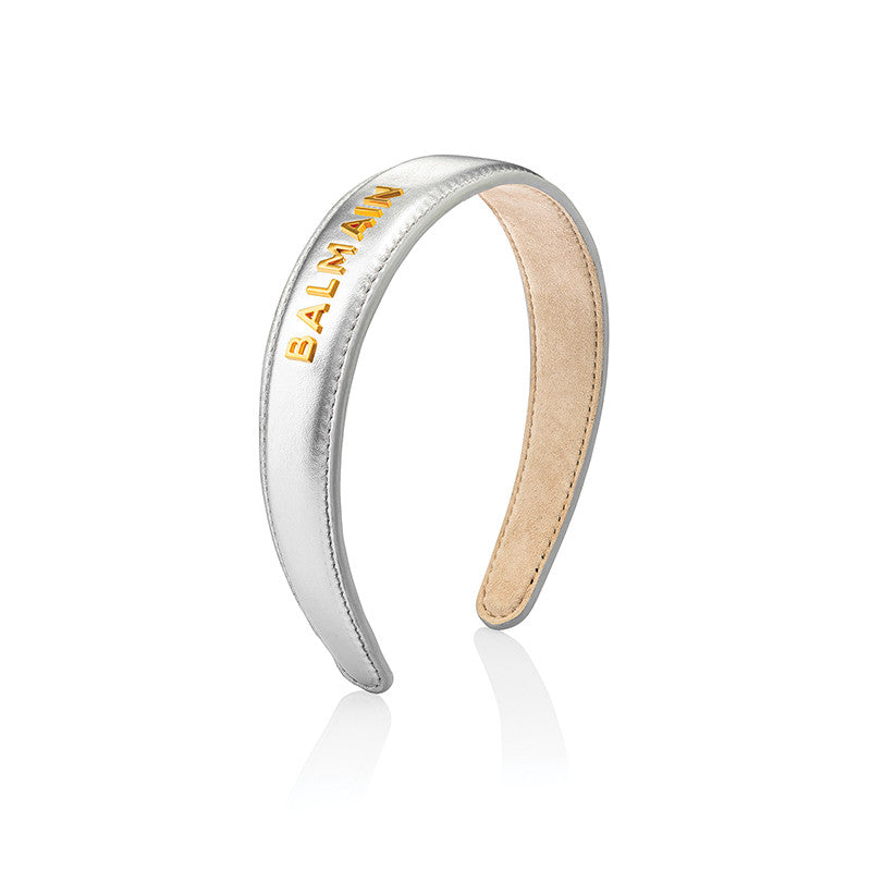 Balmain Silver Leather Headband