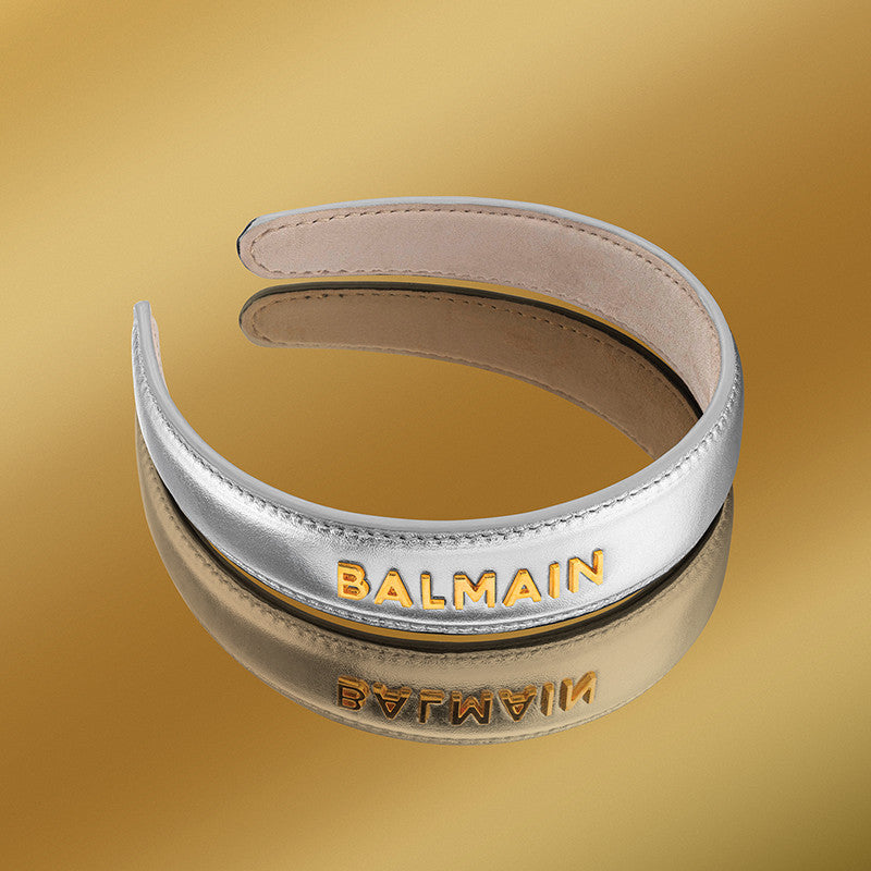 Balmain Silver Leather Headband