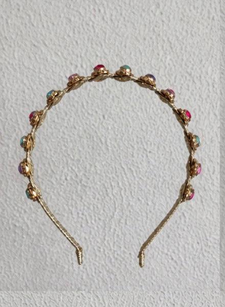 Juliana Marcs jewel flower slim headband in pastel, second view