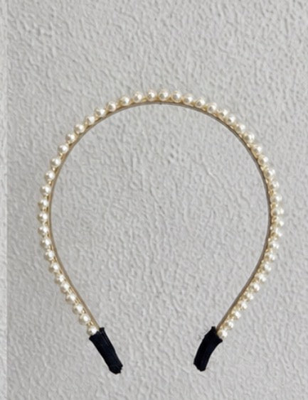 Juliana Marcs pearl slim headband in ivory, second view