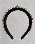 Juliana Marcs baroque jewel padded headband in black, second view